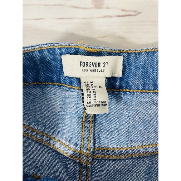 Forever21 Jean Skirt Size Medium Lace Up Tie Front Denim Festival Blue Cotton - Picture 4 of 7